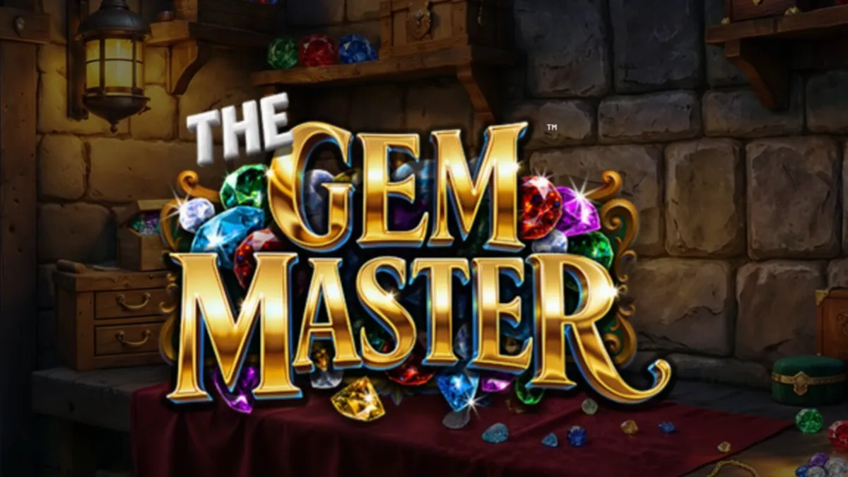 Interface do slot The Gem Master com pedras preciosas e ferramentas de joalheiro